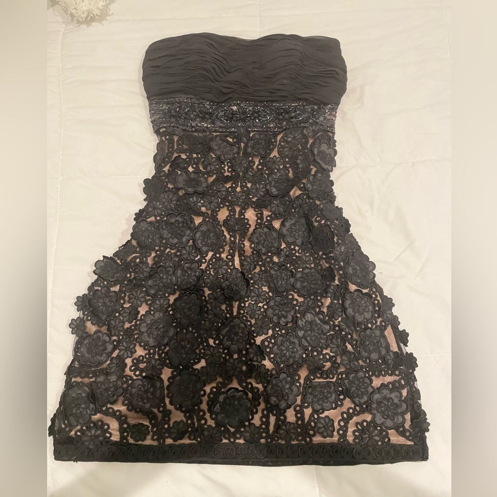 sue wong black cocktail dress